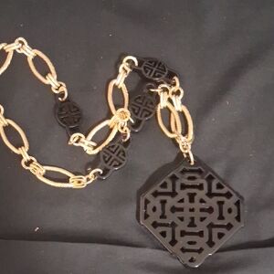 Chic Black and Gold Geometric Necklace
